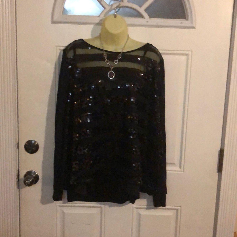 W26/28 Lane Bryant long-sleeve sequined Blouse